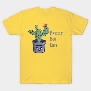 Prickly But Cute Kawaii Cactus in Blue Pot T-Shirt